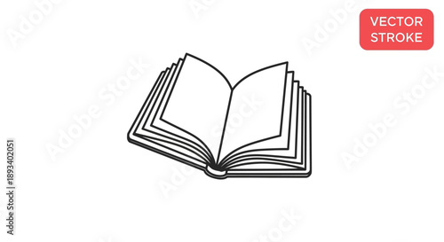 Minimalist open book drawing with detailed spine and pages for educational design projects