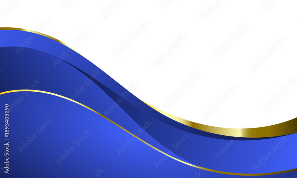 Obraz premium elegant blue and gold abstract wave background with clean copy space for corporate branding