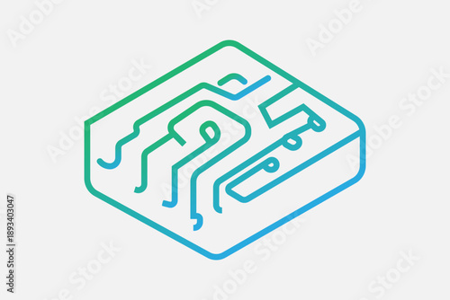 An isometric block representing a section of a motherboard or circuit board.