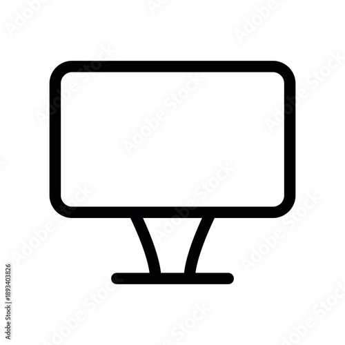 Computer Monitor with Curved Stand Line Icon