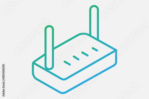 This image displays a wireless network router. The device is represented by a sleek, rectangular base with rounded corners.