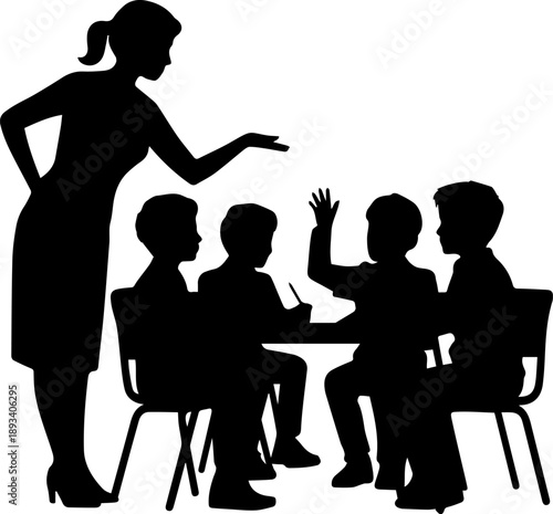 Teacher and Students Classroom Silhouette