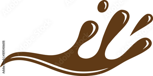 Abstract brown liquid splash with flowing wave shape. Creative paint or chocolate spill illustration for modern design concepts. Dynamic fluid element ideal for backgrounds and graphics. 