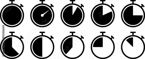 Set of minimalist stopwatch icons