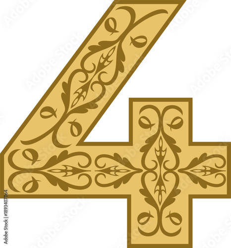 Decorative ornamental number four 