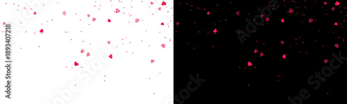 Fotografi valentine love red heart falling confetti romantic particles celebration scatter