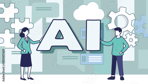 Artificial Intelligence Concept with Characters and Symbols