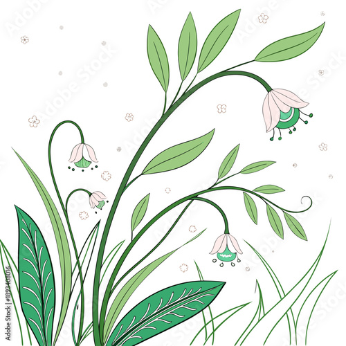 Spring Nature Renewal Abstract Illustration  White SVG Vector Design
