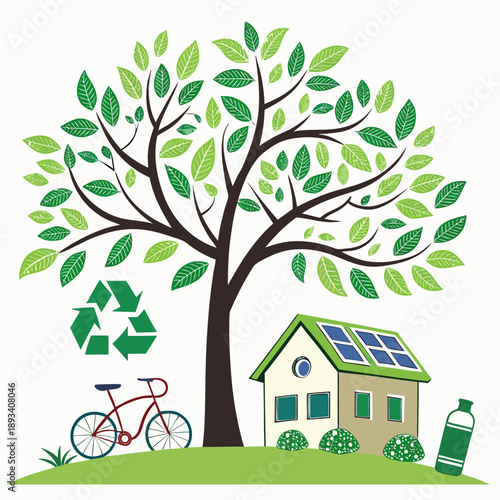 Sustainability Green Living Illustration  White Ba (3) SVG Vector Design