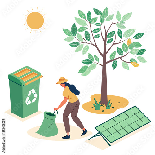 Sustainability Green Living Illustration  White Ba (1) SVG Vector Design