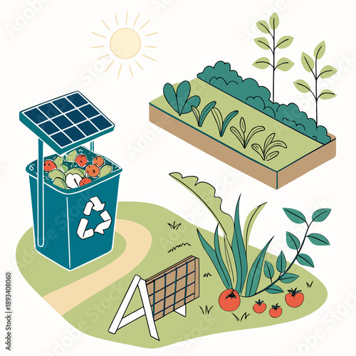 Sustainability Green Living Illustration  White Ba SVG Vector Design