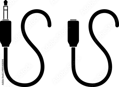 Minimalist audio and usb cable connector icons