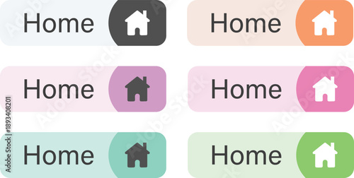 Home Navigation Button Collection with House Icon and Colourful Rounded Design