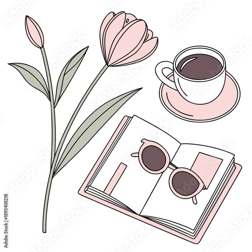 Spring Minimal Daily Objects Illustration  White B (2) SVG Vector Design