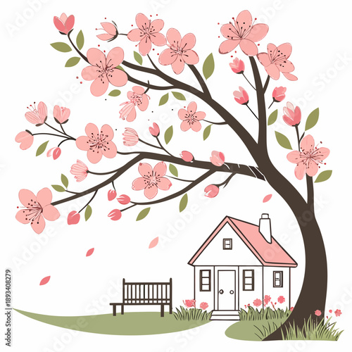 Spring Simple Living Concept Illustration  White B SVG Vector Design