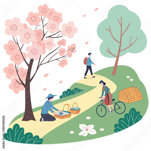 Spring Tourism Lifestyle Illustration  White Backg SVG Vector Design