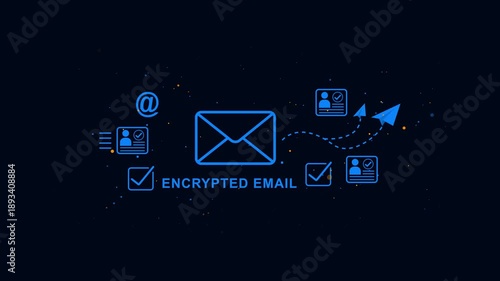 Encrypted Email Concept with and Symbols on Dark Background secure email security cybersecurity data protection
