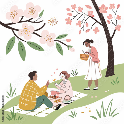 Spring Social Gathering Illustration  White Backgr (5) SVG Vector Design