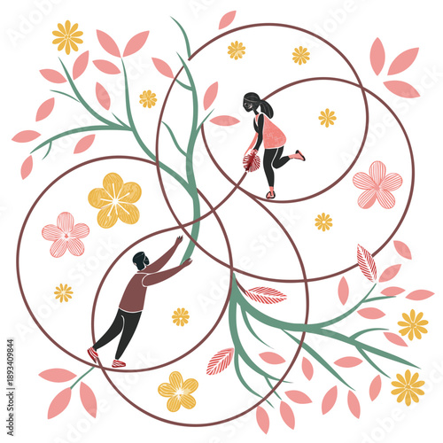 Spring Social Harmony Abstract Illustration  White (2) SVG Vector Design