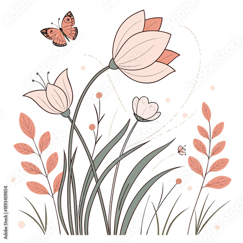 Spring Togetherness Abstract Composition  White Ba (2) SVG Vector Design