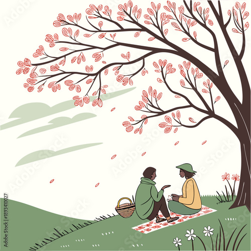 Spring Outdoor Conversation Illustration  White Ba (5) SVG Vector Design