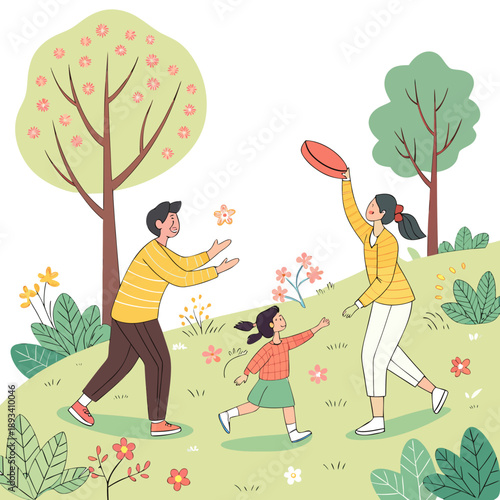 Spring Outdoor Family Activity Illustration  White (4) SVG Vector Design