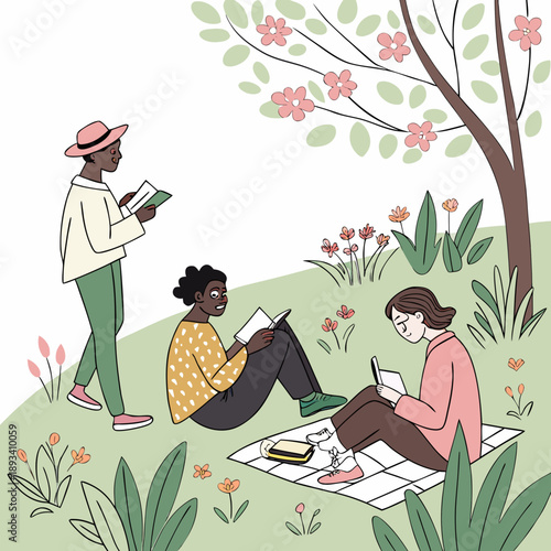 Spring People Relaxation Illustration  White Backg (2) SVG Vector Design