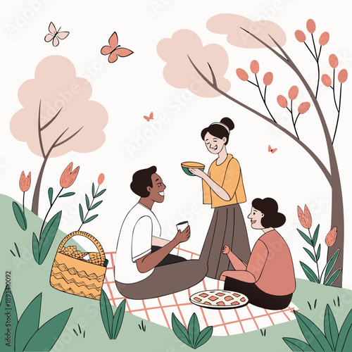 Spring Social Gathering Illustration  White Backgr (2) SVG Vector Design