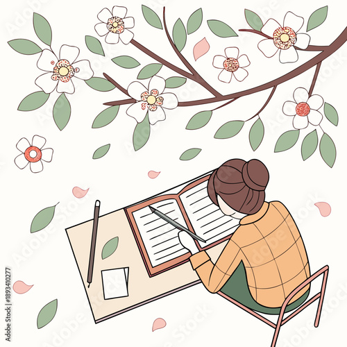 Spring Study Motivation Illustration  White Backgr (2) SVG Vector Design