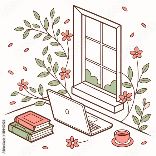 Spring Study Lifestyle Premium Illustration  White (2) SVG Vector Design