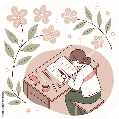 Spring Study Motivation Illustration  White Backgr SVG Vector Design