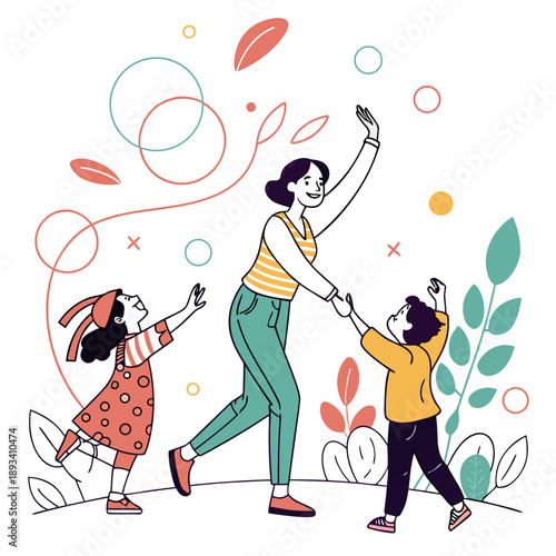 Spring People Abstract Shapes Illustration  White  (1) SVG Vector Design