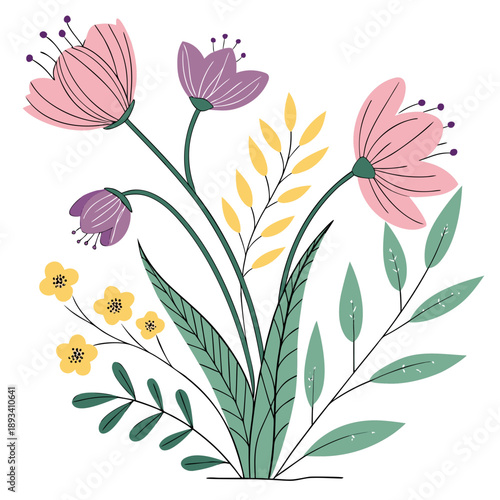 Spring Premium Botanical Vector Illustration  Whit (3) SVG Vector Design
