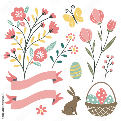 Spring Season Decorative Elements Collection  Whit (2) SVG Vector Design