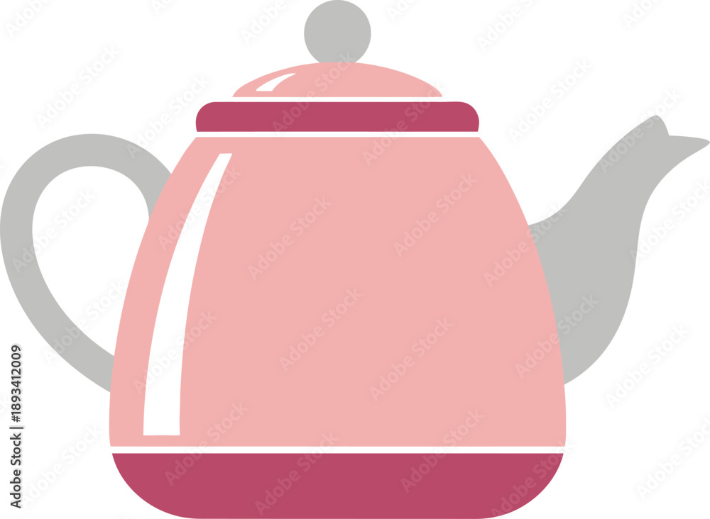 Obraz premium Pink teapot icon isolated on transparent background, isolated on white background, Vector, illustration