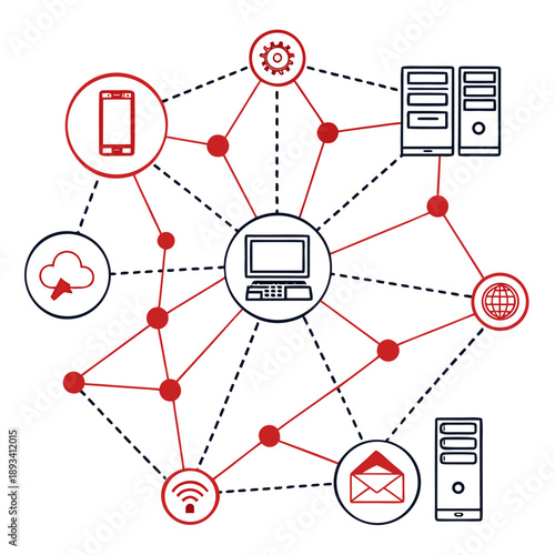 Technology Network Connection Illustration  Clean  (2) SVG Vector Design