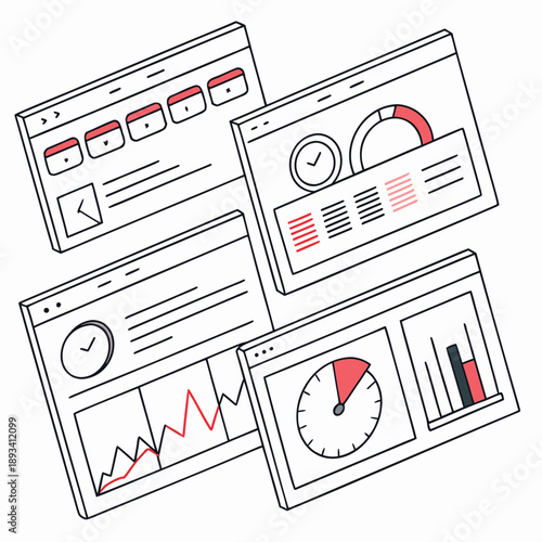 Ui Analytics Dashboard Components Illustration  Fl (2) SVG Vector Design