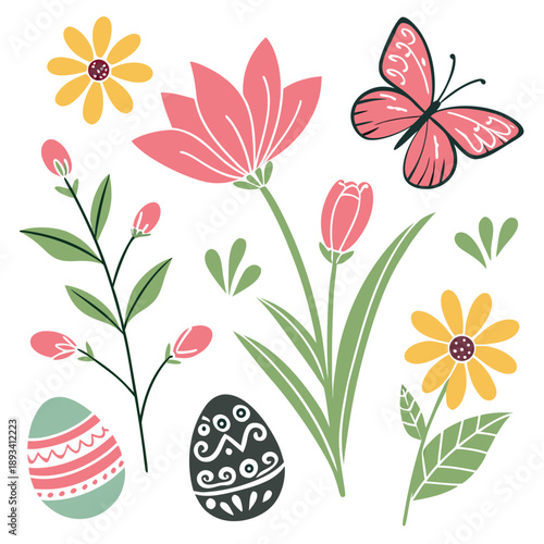 Spring Season Decorative Elements Vector Set  Whit (2) SVG Vector Design