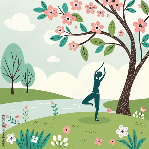 Spring Wellness Balance Illustration (2) SVG Vector Design