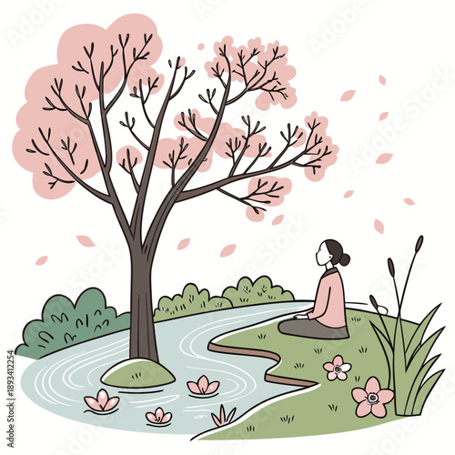 Wellness Self Care Spring Illustration SVG Vector Design