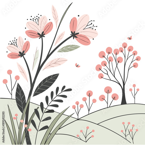 Spring Nature Abstract Composition  Flat Vector  W SVG Vector Design