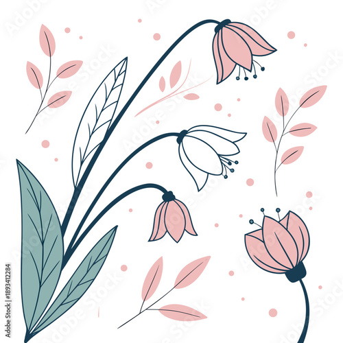 Spring Organic Shapes Illustration  Flat Vector SVG Vector Design