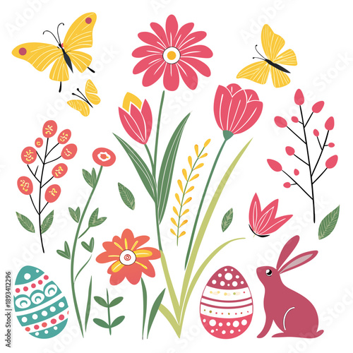 Spring Season Decorative Elements Vector Set  Whit SVG Vector Design