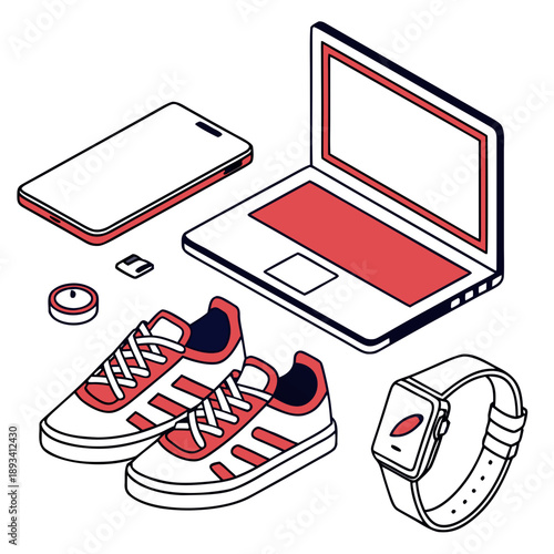 Tech Lifestyle Premium Vector Illustration  White  SVG Vector Design