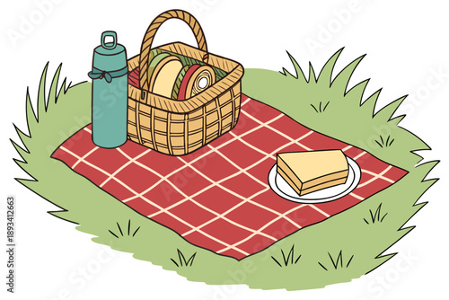 Picnic in the park vector illustration
