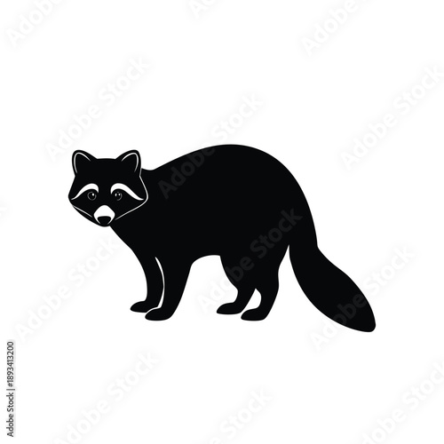 Clever raccoon silhouette on a white background, capturing the essence of urban wildlife and mischief. Vector illustration.