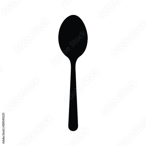 Spoon silhouette icon vector flat design.