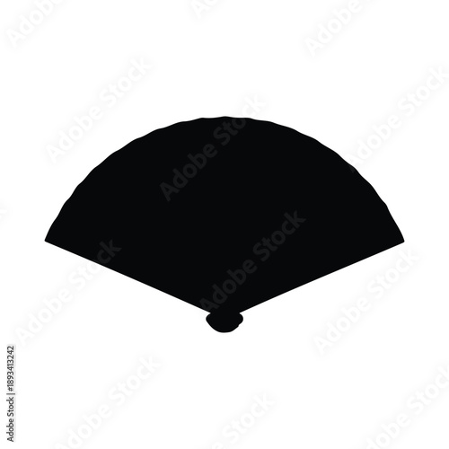Chinese hand fan silhouette icon vector flat design.