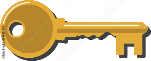 Golden key icon isolated on transparent background, isolated on white background, Vector, illustration