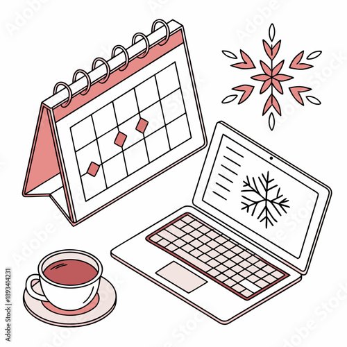 Winter Productivity Concept Illustration  Minimal  (2) SVG Vector Design